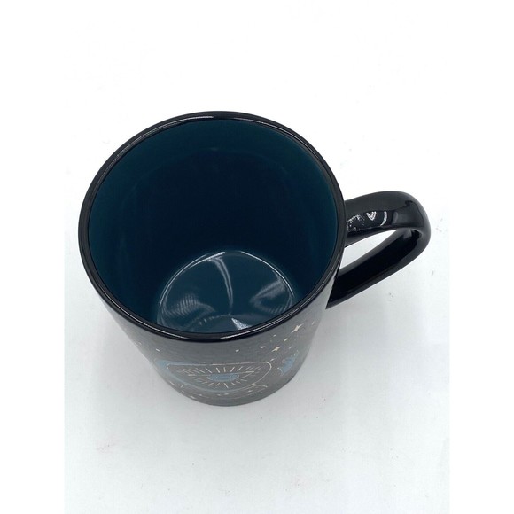 Cobwebs & Cauldrons Huge 20 oz. Mug Crystal Ball Eye Hands Stars Black Blue Gold - Picture 3 of 9